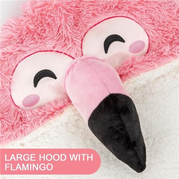 Flamingo Wearable Hooded Blanket for Adults – Fuzzy Super Soft Warm Cozy Plush - Picture 2 of 7